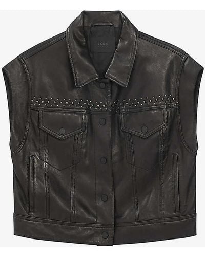 IKKS Sleeveless Leather Biker Jacket X - Black