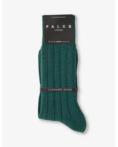 FALKE Highshine Brushed Silk-blend Socks - Green
