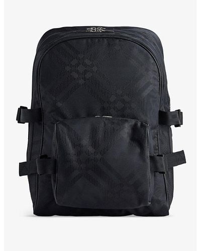 Burberry Jacquard Check-print Woven-blend Backpack - Black