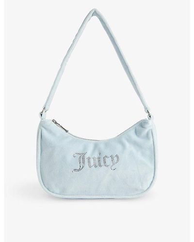 Juicy Couture Rhinestone-embellished Velour Shoulder Bag - Blue