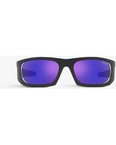 Prada Linea Rossa Ps 02ys Wrap-around Nylon Sunglasses - Purple