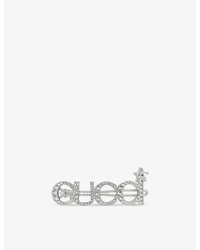 Logo Embellished Hair Clip in Black - Gucci