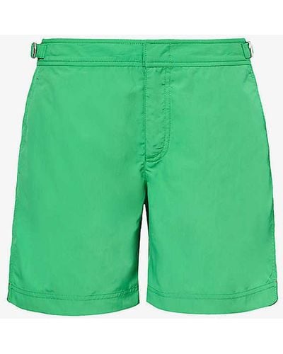 Orlebar Brown Bulldog Brand-tab Regular-fit Swim Shorts - Green