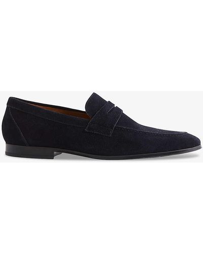 Reiss Bray Slip-on Suede Loafers - Black