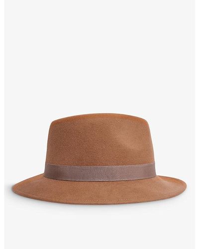 Reiss Ally Wide-brim Wool Fedora Hat - Brown