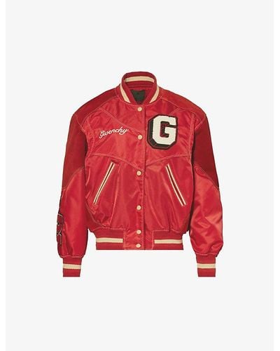 Givenchy Brand-appliqué Relaxed-fit Shell Jacket - Red