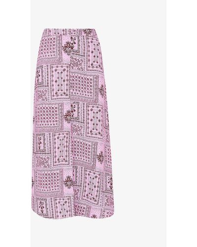Whistles Bandana-print Woven Midi Skirt - Pink
