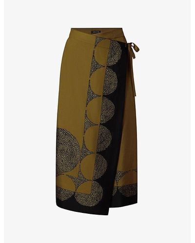 Soeur Tensi Graphic-print Silk Maxi Skirt - Green