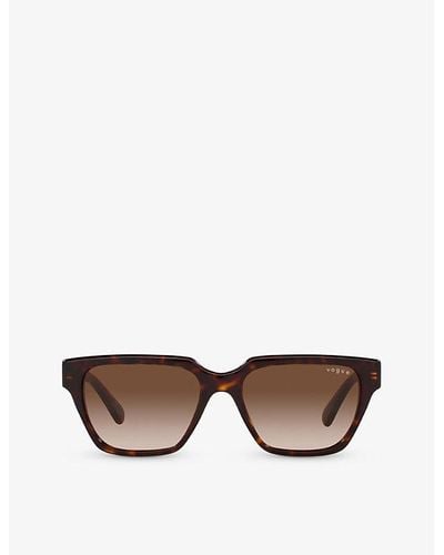 Vogue X Hailey Bieber Vo5512s Rectangle-frame Acetate Sunglasses - Brown