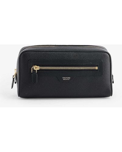 Tom Ford Brand-foiled Grained Leather Toiletry Bag - Black