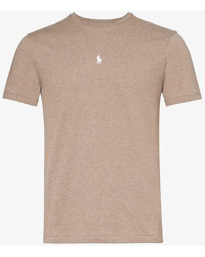 Polo Ralph Lauren Brand-embroidered Regular-fit Cotton-jersey T-shirt - Natural