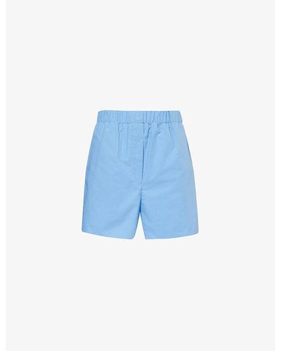 Frankie Shop Lui Elasticated-waist Cotton-poplin Shorts - Blue