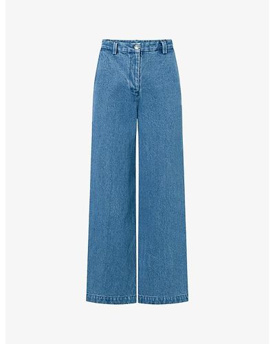 Nué Notes Porter Wide-leg Low-rise Denim Pants - Blue