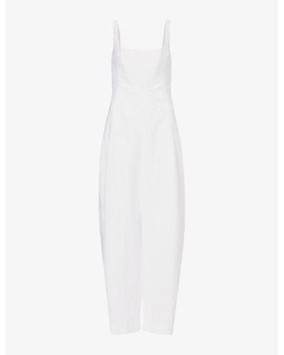 Stella McCartney Corset-bodice Straight-leg Woven Jumpsuit - White
