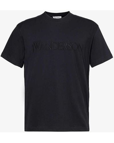 JW Anderson Logo-embroidered Cotton-jersey T-shirt - Black