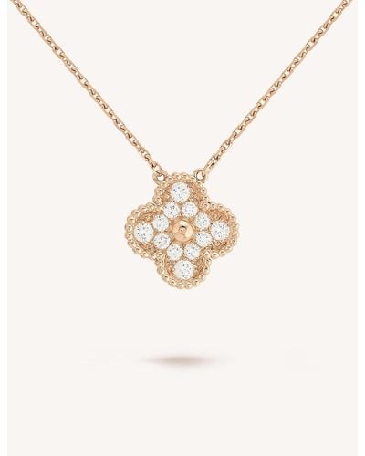 Van Cleef & Arpels Vintage Alhambra Rose-gold And Diamond Pendant Necklace - Metallic