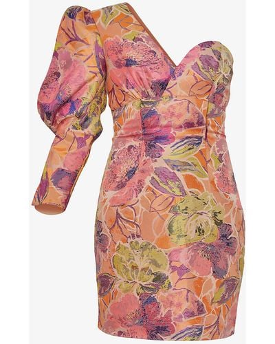 Chi Chi London One-shoulder Floral-print Woven Midi Dress - Multicolour