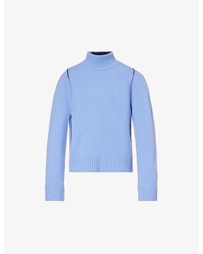 Aspiga Rosemary High-neck Relaxed-fit Wool Sweater - Blue