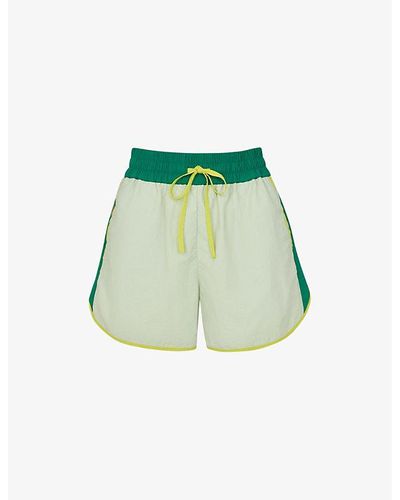 Whistles Colour-blocked High-rise Stretch-shell Shorts - Green