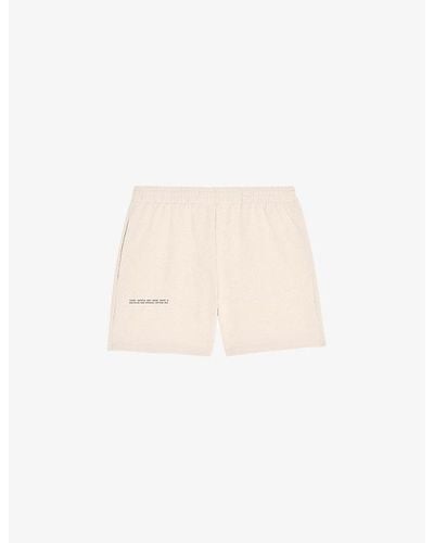 PANGAIA Text-print Mid-rise Recycled And Organic Cotton-blend Shorts X - Natural