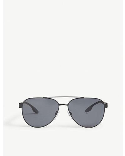 Prada Linea Rossa 54ts Aviator Sunglasses - Gray