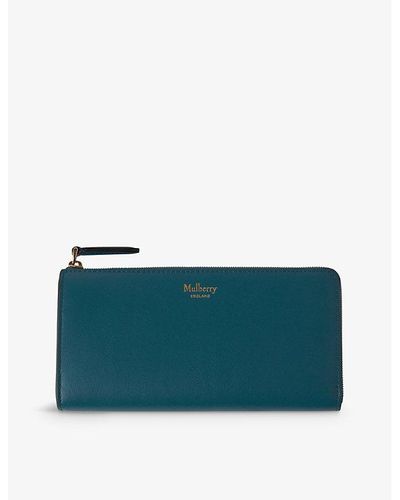 Mulberry Continental Long Grained-leather Wallet - Blue