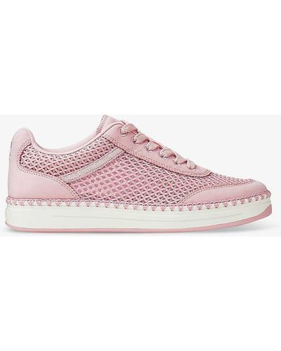 Jimmy Choo Diamond Brand-embellished Leather Low-top Trainers - Pink