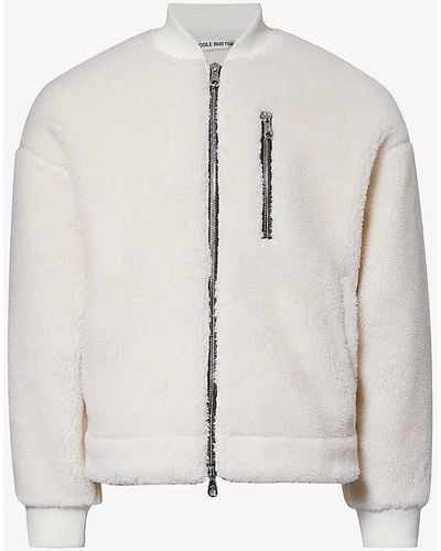 Cole Buxton Stand-collar Relaxed-fit Fleece Bomber Jacket X - White