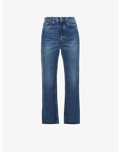 Totême Raw-hem Straight-leg High-rise Organic-cotton Jeans - Blue
