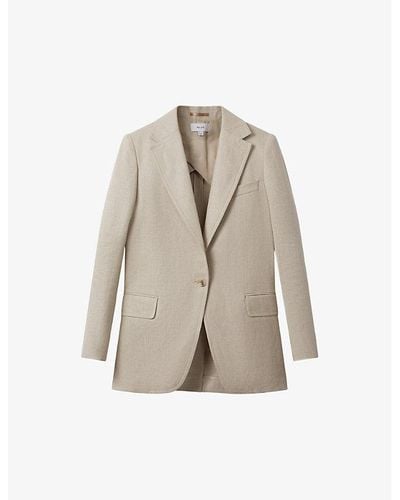 Reiss Tural Cassie Relaxed-fit Single-breasted Linen Blazer - Natural