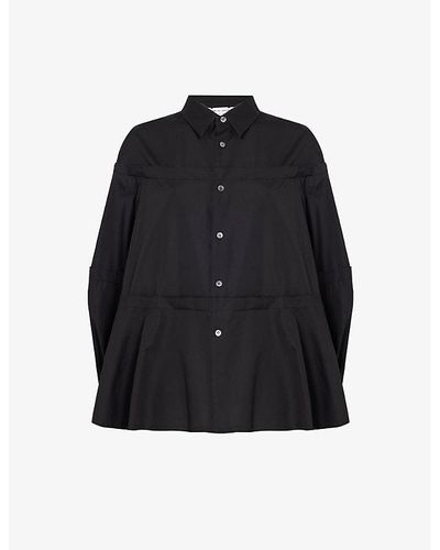 Comme des Garçons Long-sleeved Panelled Cotton-poplin Shirt - Black