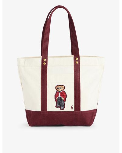 Polo Ralph Lauren Bear-embroidered Top-handle Cotton Tote Bag