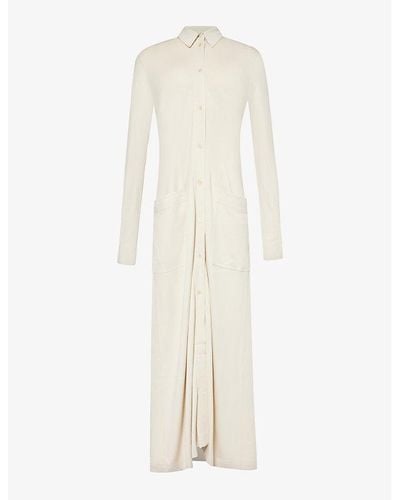 Totême Long-sleeved Relaxed-fit Stretch-woven Maxi Dress - White