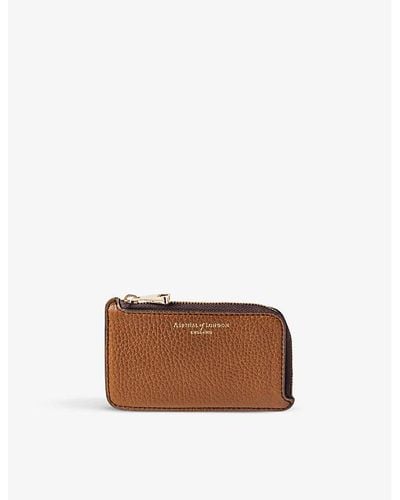 Aspinal of London Zipped Leather Coin And Card Holder - Brown