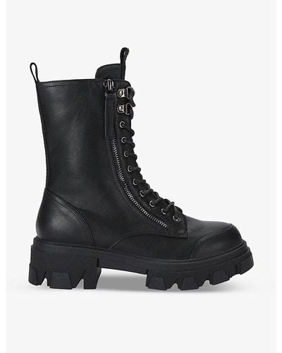 Carvela Kurt Geiger Explorer Lug-sole Faux-leather Boots - Black