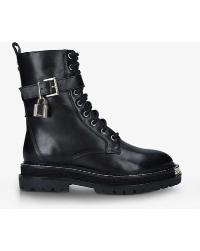 Carvela Kurt Geiger Base Chunky-soled Leather Lace-up Boots - Black