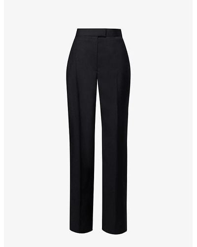 Alexander McQueen Pressed-crease Buttoned-pocket Regular-fit Straight-leg Wool Trousers - Black