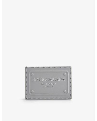 Dolce & Gabbana Brand-embossed Leather Card Holder - Gray