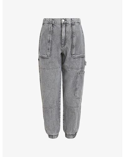 AllSaints Mila Paneled Straight-leg High-rise Jeans - Gray
