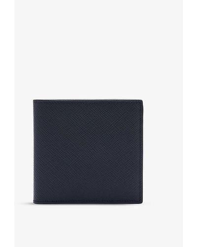 Smythson Panama Grained Leather Wallet - Blue