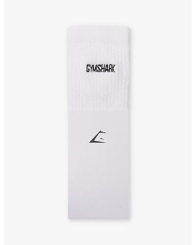GYMSHARK Everywear Brand-embroidered Cotton-blend Socks - White