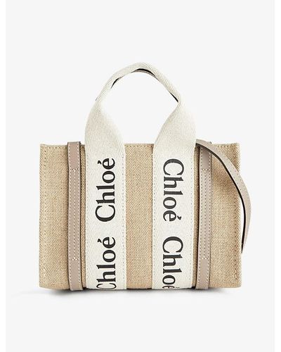 Chloé Woody Mini Linen Tote Bag - Metallic