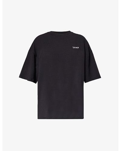 Lounge Underwear Essential Brand-embroidered Stretch-cotton T-shirt - Black