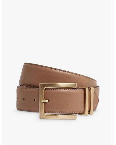 Reiss Brompton Square-buckle Leather Belt - Brown