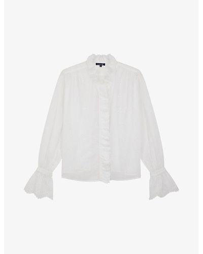 Soeur Daisya Fluted-cuff Cotton Shirt - White