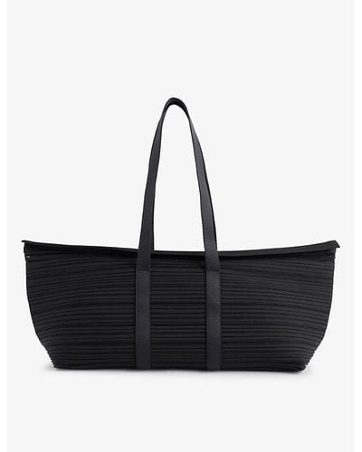 Pleats Please Issey Miyake Pleated Detachable-strap Knitted Shoulder Bag - Black