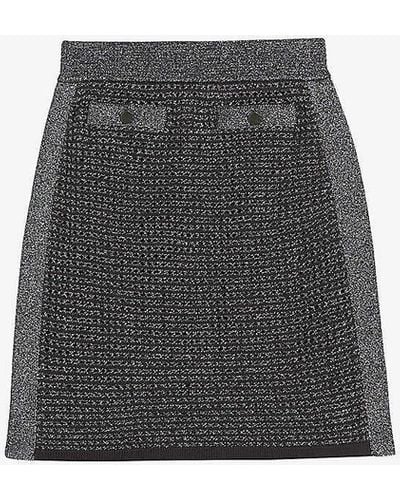 Ted Baker Sanniaa High-rise Metallic Knitted Mini Skirt - Black