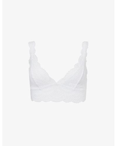 Eberjey Mariana Plunge-neck Lace Bralette - White