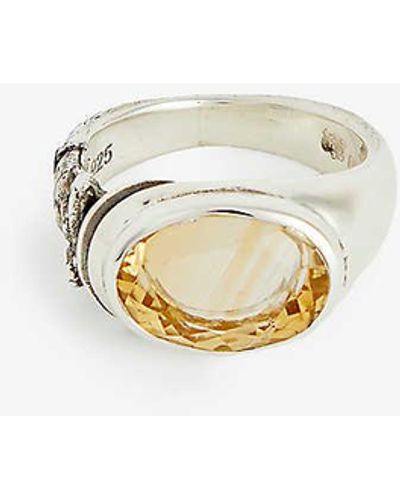 Frederick Grove Atlas 925 Sterling And Citrine Ring - White