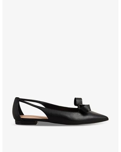 Ted Baker Marlini Bow-embellished Cut-out Leather Ballerina Flats - Black